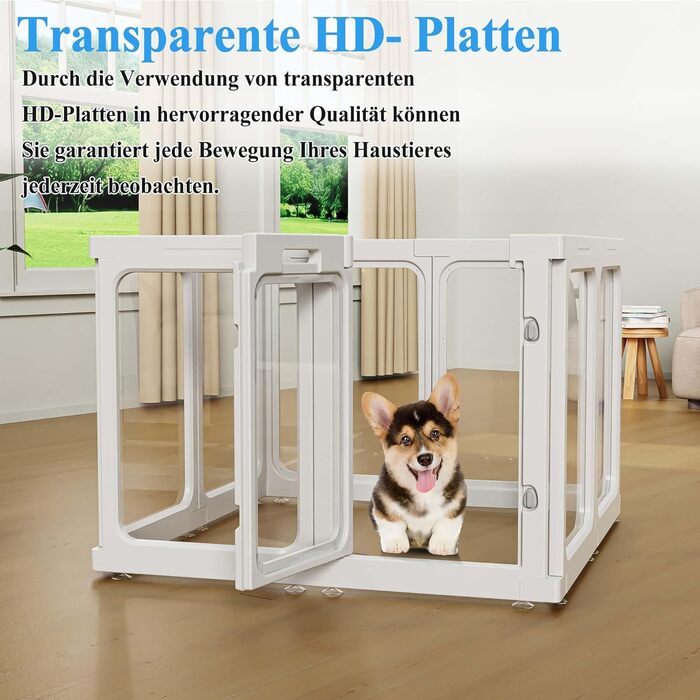Кіяниця для цуценят SISKEYCOOC 60 см, прозора, з дверцятами, для собак середніх та маленьких порід, легка у догляді, для дому (10 шт.), біла