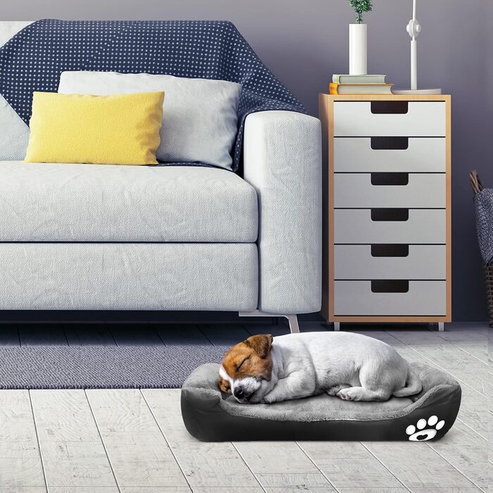 Ліжко для собак Lucky 70см, чорне: м'яке, затишне, для середніх собак, підходить для прання