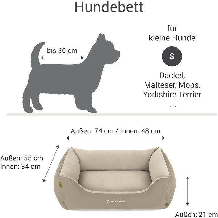 Крізь для собак маленьких порід GreenLabel - м'яке та затишне ліжко для собак (74x55 см, золотисто-коричневе)