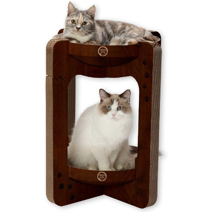 Necoichi Cozy Cat Кігтеточка-лежак, 100% перероблений папір, без хімії, топ Японії, Турм, темно-вишневий, стандартний розмір