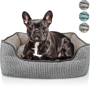 Ляжка для собак та котів Bluzelle, корзина для собак, диванчик для собак, подушка для собак, ліжко для котів, подушка для котів, миється, не слизька, знімний наповнювач, пухнаста, плюшева, з матеріалу тедді, розмір S, колір сірий (M - 60x50x20 см)