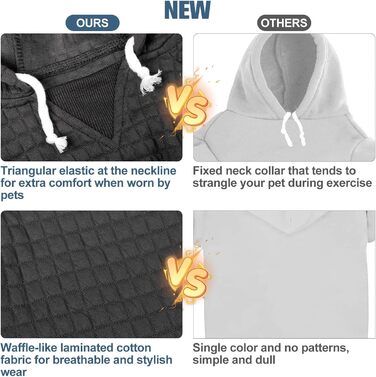 Світшот для собак BEAUTYZOO у вафельному стилі - теплий одяг для осені та зими (S, M, L) - кофта з капюшоном та кишенею для Бульдога, Пітбуля та інших порід, чорний (обхват грудей: 48 см)