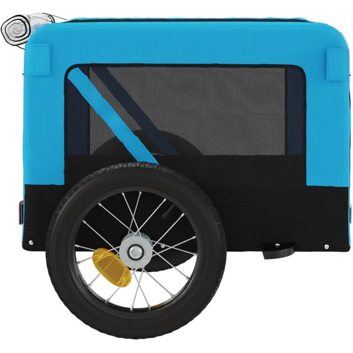 Причіп для собак Fasba: причіп для велосипеда, причіп для тварин з відбивачами та прапорцем, блакитно-чорний, оксфордська тканина та метал