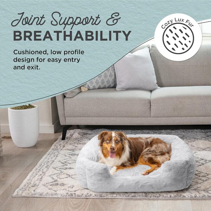 Лежак для собак Best Friends by Sheri Soothe & Snooze Lounge Lux, прямокутний, memory-foam, сірий, 91×69 см, знімний чохол, для великих порід