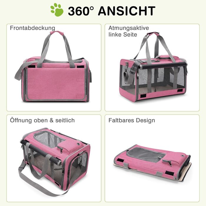 Транспортна сумка для котів та собак до 9 кг ALLSOPETS, дихаюча, для подорожей та до ветеринара (меланж рожевий)