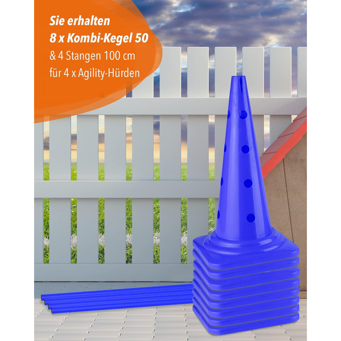 Набір перешкод для аджиліті Sportikel24 (4 шт.) – 50 см, 100 см, для собак, коней, дітей. Синій