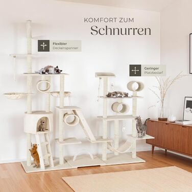 Дряпка для котів tectake Snooky | Ігровий центр з багатоярусною дряпкою та будиночком | Платформи для спостереження (Сірий, Бежевий)