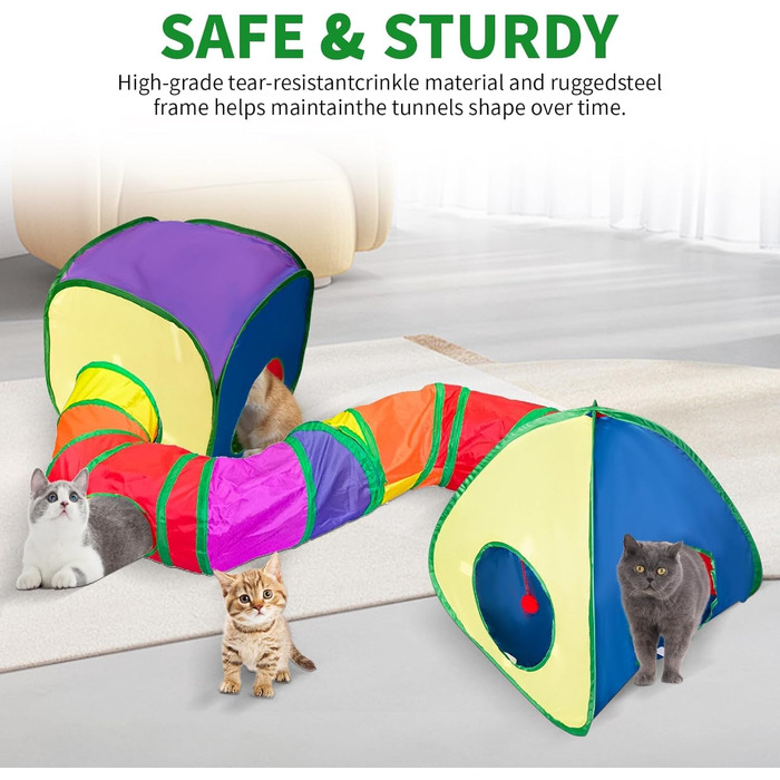 Туннель-іграшка для котів 3 в 1 з лабіринтом, куб, намет - інтерактивна іграшка для кошенят, цуценят, кроликів