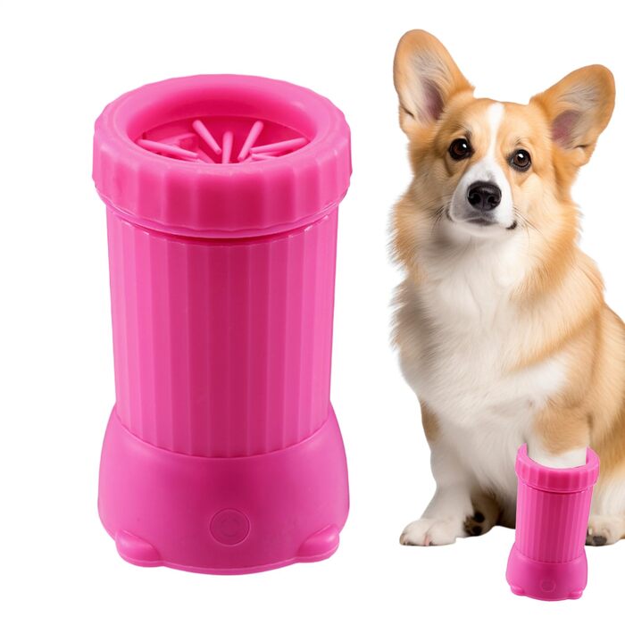 Автоматичний мийник лап для собак USB, рожевий - для середніх та великих порід, цуценят та котів