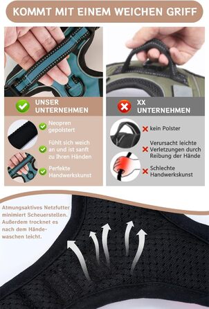 Нашийник для собак BaoCheng Anti Pull, дихаюча сітка, 3 пряжки, безпека, полегшення кашлю, світловідбиваючий, M, темно-зелений