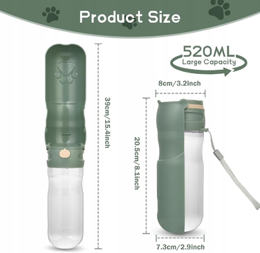 Складана пляшка для води для собак, 520 мл, BPA-free