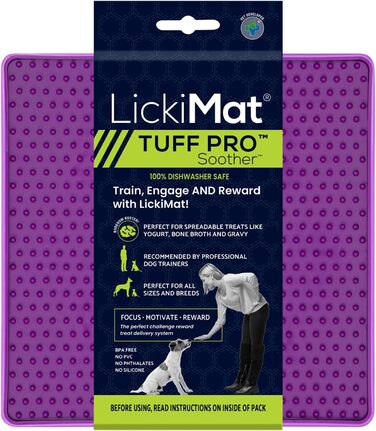 LickiMat PRO Tuff для собак: міцна інтерактивна килимок-іграшка для собак, заспокоює, альтернатива пазлам та повільному годувальнику, підходить для арахісової пасти, йогурту, корисних смаколиків, фіолетовий