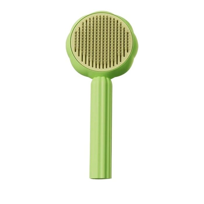 Щітка для вичісування шерсті домашніх тварин з автоматичним очищенням, для собак та котів, зелена