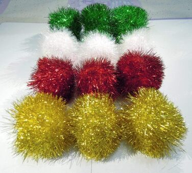 Інтерактивні іграшкові м'ячики PETFAVORITES Sparkle Ball для котів, 12 шт, блискучі помпони для кошенят