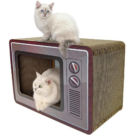 Кігтеточка-будиночок для котів Heikoeco® 2-в-1, форма телевізора, з ігровою поверхнею, з якісного картону, захист від подряпин