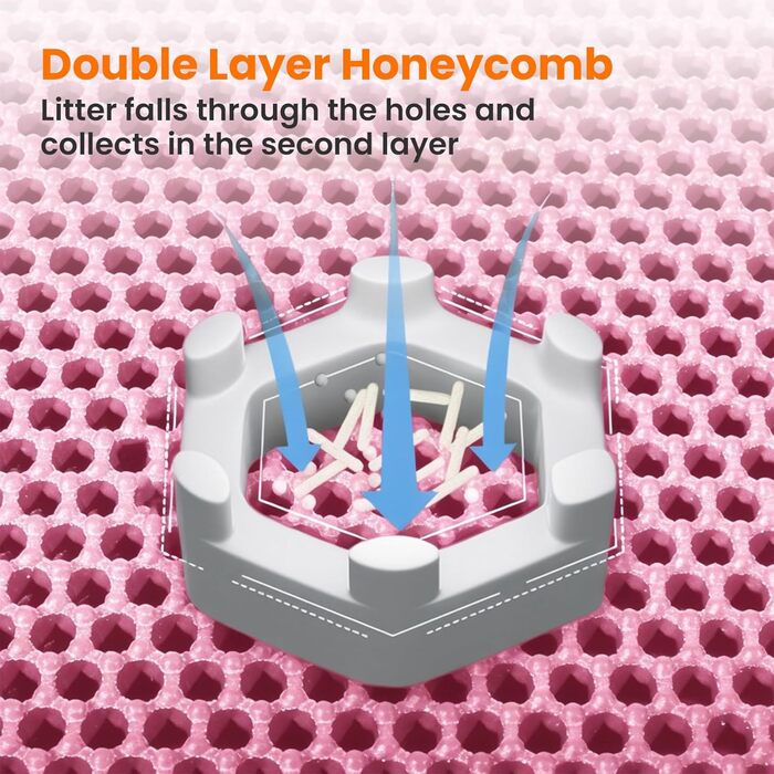 Килимок під лоток для котів Petinstinct, 116x66 см, XXL, рожевий