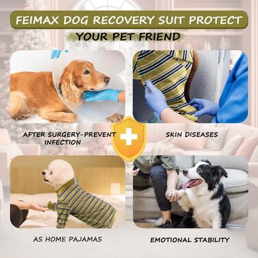 Захисний одяг для собак після операції: комбінезон для відновлення після кастрації/стерилізації (XXL, гірчичний)