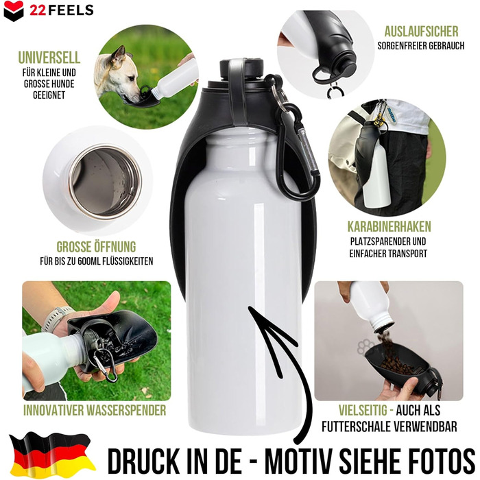 Персоналізована пляшка для води для собак 600 мл з фотографією та ім'ям. Зручна, виточна, з карабіном. Ідеально для прогулянок, подорожей та активного відпочинку.