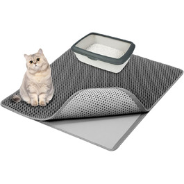 Килимок для котів QWORK® з двошаровим дизайном, 90x76 см, антиковзаюча підкладка, легко миється, для багатокотових сімей
