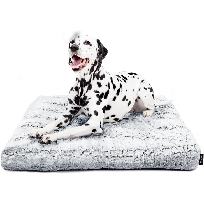 Лежанка для собак Deluxe, сіра, 76x56x8 см. М'яка, для великих собак, з щільного плюшу. Лежанка у ворітку для собак, зручна та тепла.