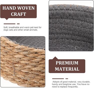 Кругле ліжко для собак та котів POPETPOP з ротангу, 35x35x8 см - миється та дихає, ідеально для вітальні та спальні
