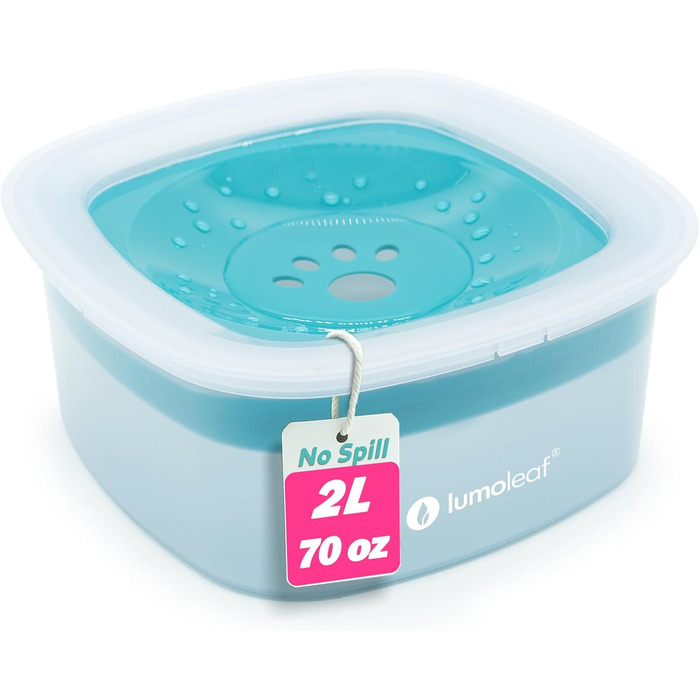 Миска для собак LumoLeaf без розливання, повільний годівниця, суха паща, без розбризкування (2L, блакитна)