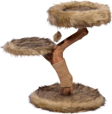 Котячий будиночок Dobar Jimmy з натурального дерева - когтеточка з джуту, іграшковий м'ячик, Ø 50 x 72-82 см, коричневий