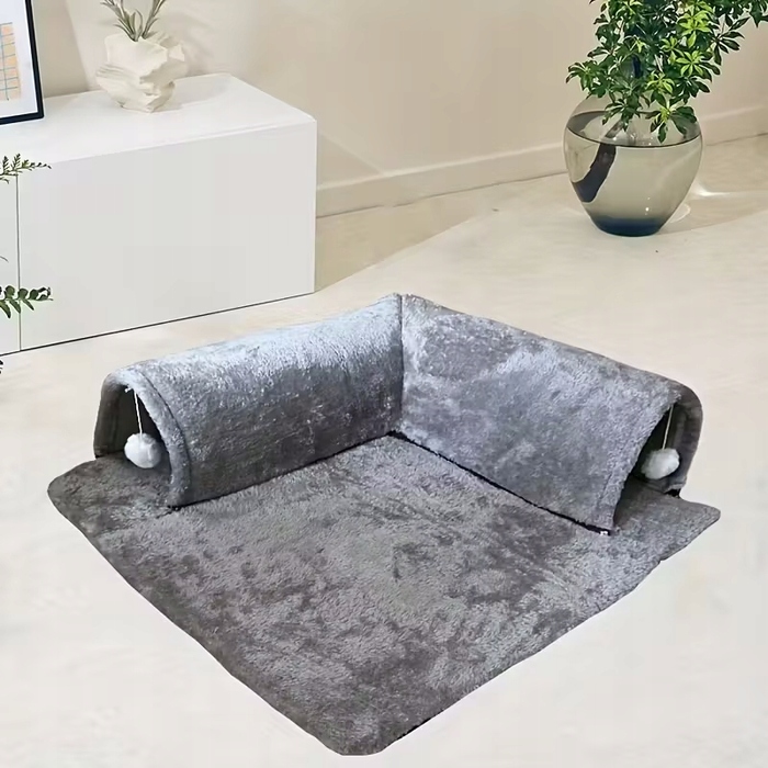 Великий тунель для кроликів та гризунів, сірий, 50x50 см, 100% хутро