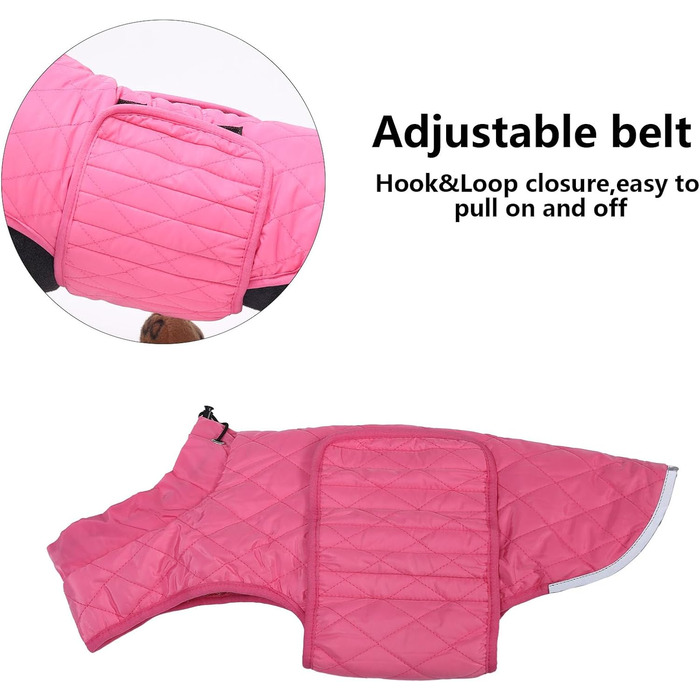 Водонепроникна зимова куртка для такс Babepet з флісовою підкладкою, світловідбиваючий пуловер з отвором для шлейки, розмір L (M(спинка:36см), рожевий)