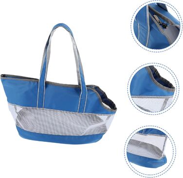 Транспортна сумка для котів POPETPOP з кишенькою-холодильником, нейлон, блакитна