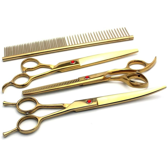 Набір професійних ножиць для грумінгу домашніх тварин 7.0 дюймів (4 шт.) з нержавіючої сталі - для собак та котів
