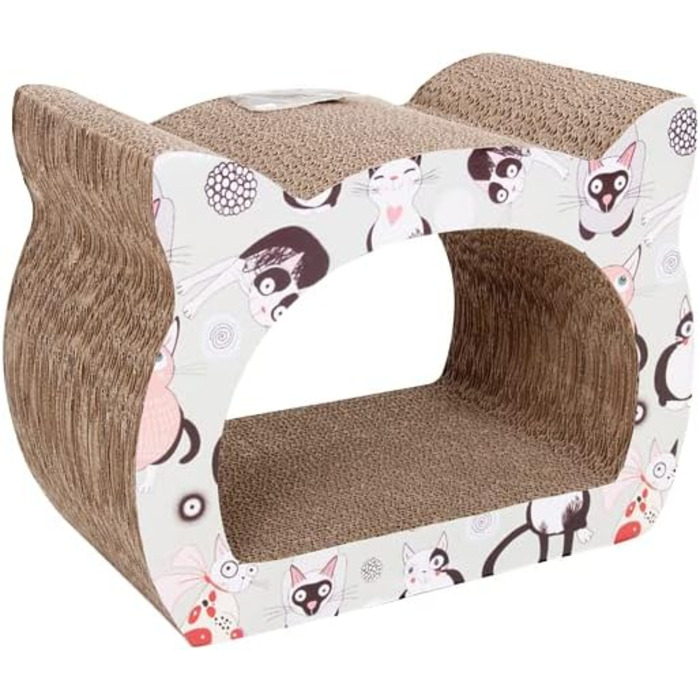 Кігтеточка для котів Nobleza з картону, дизайн голови кота, 2-в-1 (для дряпання та відпочинку), екологічна та міцна (39*29*22 см)