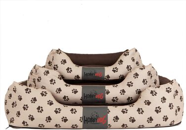 Преміум лежанка для собак Prestige M (65x50 см, бежева з лапами) - зручне собаче ліжко знімний чохол