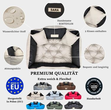 Крісло-ліжко для собак великих порід King Dog, велике, миється, з іменем, водонепроникне, силіконова наповнювач (Бежевий, 100 x 75 см)