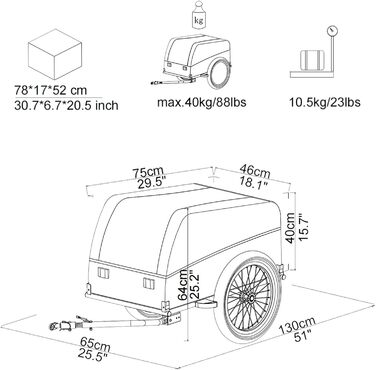 Fahrradanhänger Tiggo VS Cargo: Великий вантажний причіп для велосипеда, 75x46 см, 120 літрів, зелений