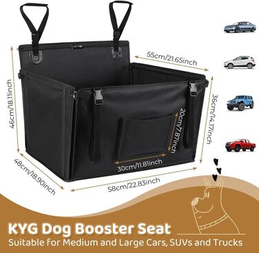 Автокрісло для собак KYG - стабільне, водовідштовхувальне, антиковзаюче, з 4 ременями, M (58x55x36 см)