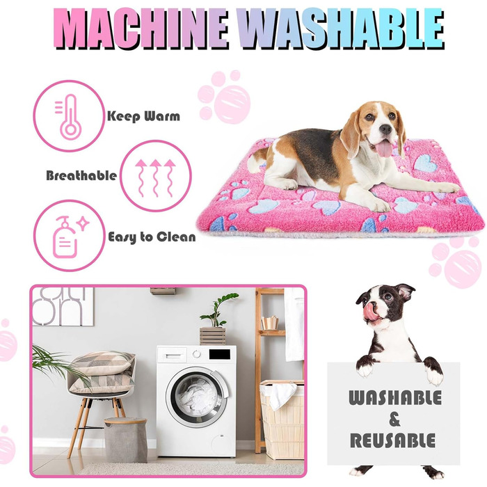 М'яке ліжко-матрац для собак та котів MICOOYO - килимок з флісу, 61x41 см, рожевий