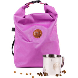 Сумка для собак Wilderdog, водовідштовхувальна, з портативною мискою для сухого корму та нержавіючою сталлю (фіалкова)