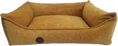 Ортопедичне ліжко для собак, сумісне з великими, середніми та маленькими породами, жовто-гірчичний колір, миється, розмір M (77x60x20 см)