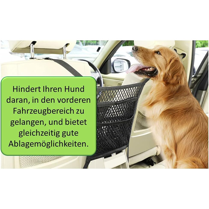 Сітчаста перегородка для собак у машину, універсальна для передніх сидінь, з 2 кишенями для зберігання