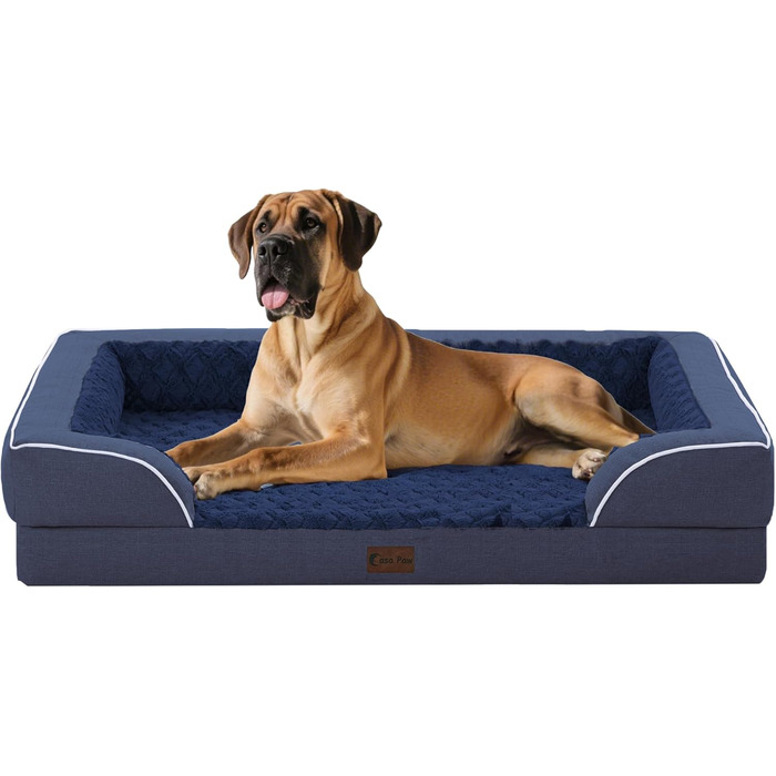 Ортопедичне ліжко для собак XXL, вологостійке, з піною Memory Foam, велике ліжко для великих собак, 134 x 107 см, неслизьке дно та дихаючий пінопласт, колір темно-зелений/морський блакитний