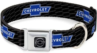 Собачий нашийник Buckle-Down з пряжкою безпеки, малюнок Chevy Bowtie з написом, ширина 3,8 см, для шиї 33–45,7 см, розмір S