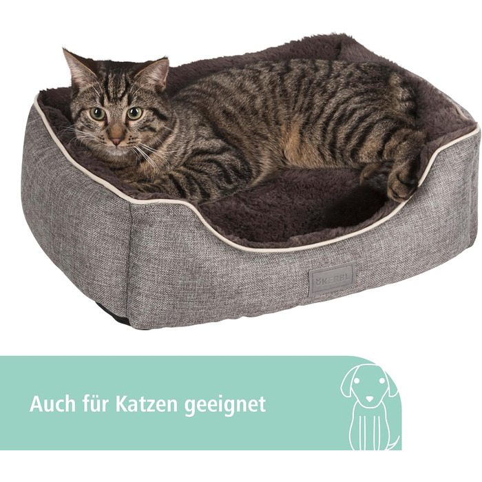 Ліжко для домашніх тварин Kerbl Samuel, 50x40x15 см, сірий/темно-сірий, поліестер, знімний поворотний подушок, придатне для прання при 30°C