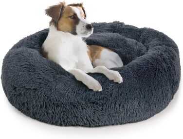 Кругле ліжко для собак Ceddie - м'яке, зручне, темно-сіре, діаметр 100 см