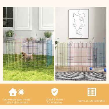 PawHut вольєр для цуценят, металевий, кольоровий, Ø120 x H60 см