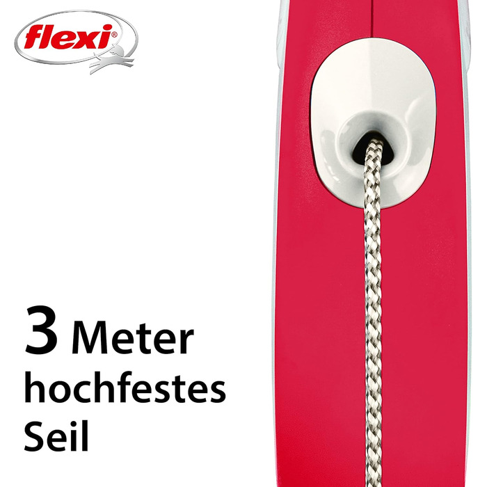 Flexi рулетка-повідець для собак, XS, 3 м, червоний, до 8 кг, з м'якою ручкою