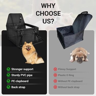 Автомобільний сидіння для собак - чорний, з Oxford тканини, дихаючий, знімне, для собак маленьких та середніх порід