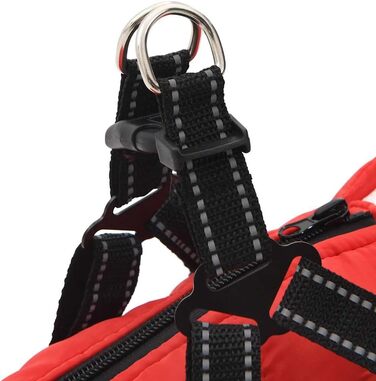 Водонепроникний дощовик для собак VidaXL з шлейкою, червоний, зимовий, теплий