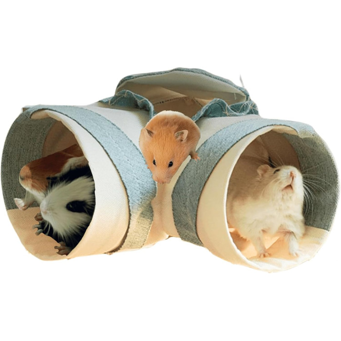 Туннель-притулок для дрібних тварин: кроликів, хом'яків, морських свинок, щурів, їжаків, хорек, шиншил, ящірок, цукрових глютерів (блакитний, маленький), складна конструкція