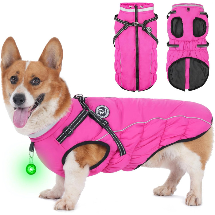 Водонепроникний зимовий одяг для собак HezzLuv, тепла куртка для собак з отвором для повідка, рожевий, 4XL